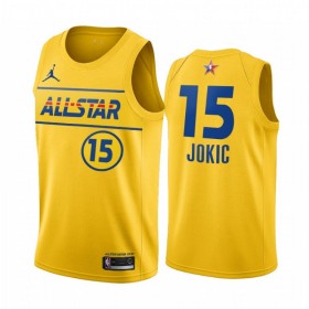 Män Denver Nuggets Tröja Nikola Jokic 15 2021 All-Star Jordan Brand Guld Swingman